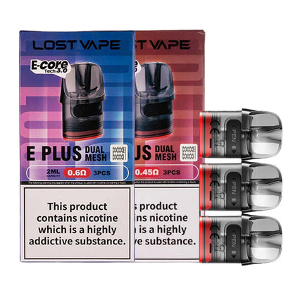 Lost Vape E Plus Replacement Pods Dual Mesh (Pack of 3)